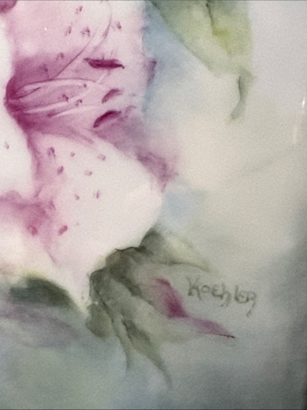 Vintage Hand-Painted Pink Floral Porcelain pillow Vase By Painter Koehler - Picture 2 of 8